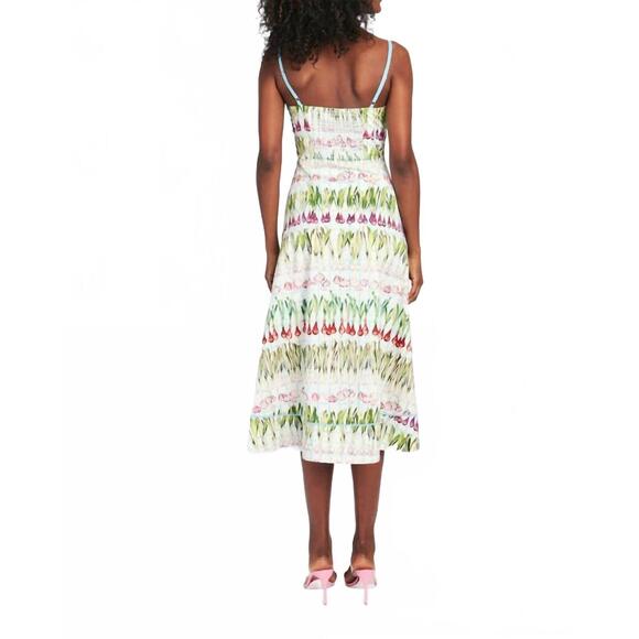 NEW RACHEL ANTONOFF harper midi dress in white with green and purple alliums pri - Picture 2 of 4